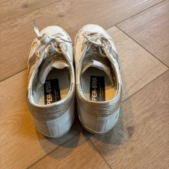 Authentic Golden Goose Super-Star Leather Sneakers Size 37 White and Gold - Picture 7 of 9
